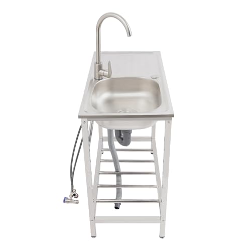 Fregadero de cocina con armario de acero inoxidable para exterior 75x40x75 cm 8