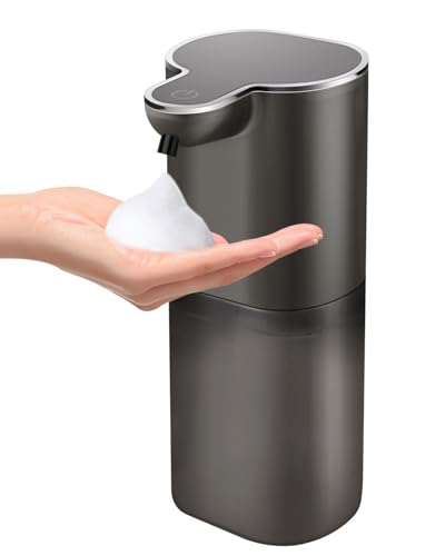 Cheftick ソープディスペンサー ハンドソープ 自動 泡 吐出量4段階調 400ml 壁掛け オートディスペンサー 食器洗剤 ディスペンサー 充電式 キッチン 洗面所などに適用 半透明ボトル 日本語説明書付き (泡タイプ, ブラック)