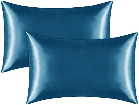 Deconovo Cooling Satin Pillowcase Pink Pillow Cases 2 Pack for Hair and Skin, 50 x 75 cm, Pink