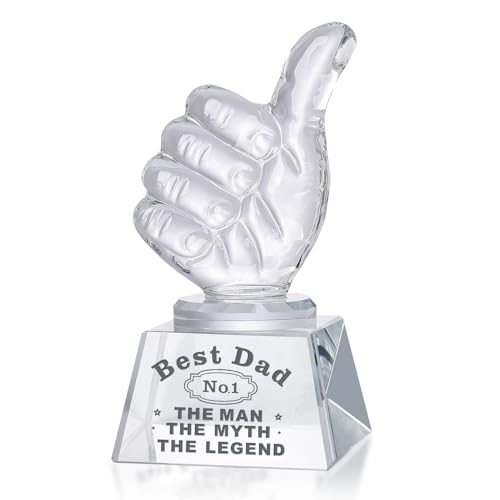 LONGWIN Birthday Gifts for Dad Crystal Awards with Thumbs Up, Best Dad Gifts from Daughter Son, on...