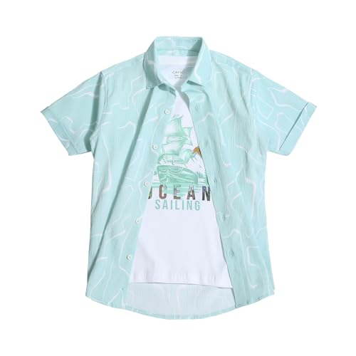 Image of CAVIO Boys Printed Shirt and T-Shirt Regular Fit Casual Half Sleeve