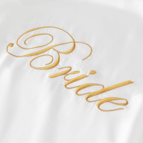 Crystal Dew Womens Lace Trim Long Bridal Kimono Robes With Embroidery Bride Bridesmaid Satin Bathrobe Wedding Gifts3