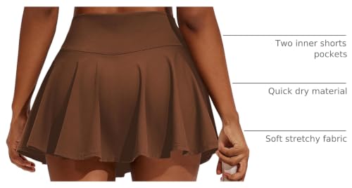 Image of PINSPARK Womens Tennis Skirt Pleated Athletic Skirts with Pockets Shorts High Waisted Golf Skort for Workout Pickleball