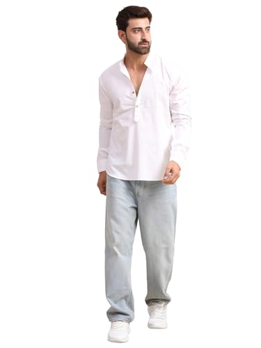 MIDAV Mens Cotton Poplin Kurta for Festivals & Events | Solid Pla...