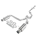 BEZT Stainless Steel 2.25' Inlet Cat Back Exhaust System with Performance Dual Muffler Desgin 4' OD Burnt Rounded Tip Compatible with 2007-2008 Hyundai Tiburon 2.7L V6