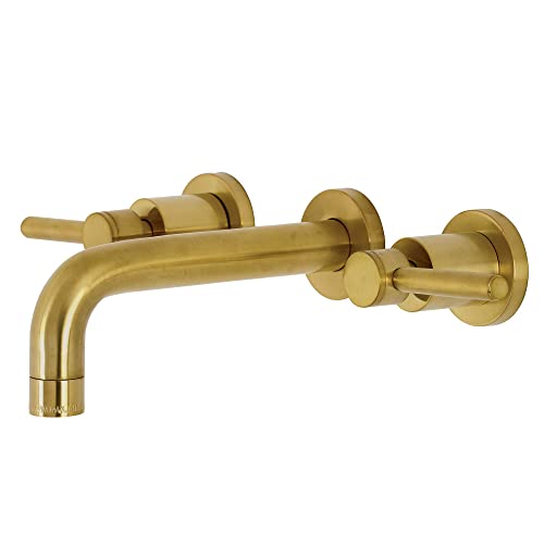 Kingston KS8127DL Wall Mount Bathroom Faucet, Brushed Brass