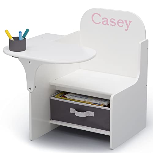 Delta Children Personalized Chair Desk with Storage Bin, Bianca White