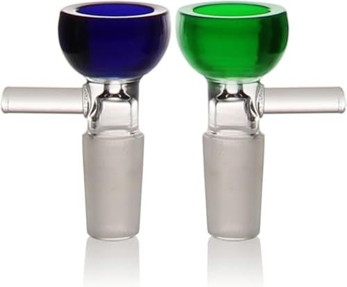 2Pack 14mm 𝒃𝒐𝒘𝒍 Heat-Resistant Borosilicate Glass, Glass Tube, Mini Bowl Piece with Handle for Replacement, Reusable