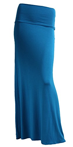 Azules Women's Rayon Span Regular To Plus Maxi Skirt - Solid,Small,Cobalt
