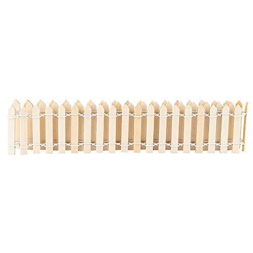Ideen mit Herz Mini-Holzzaun | 90cm lang | zuschneidbar | kleiner Zaun zum Basteln & Dekorieren | Miniatur-Zaun für Modellbau, Puppenhaus, Terrarium, Garten, Blumentopf (Design 2 | 5cm hoch | natur)