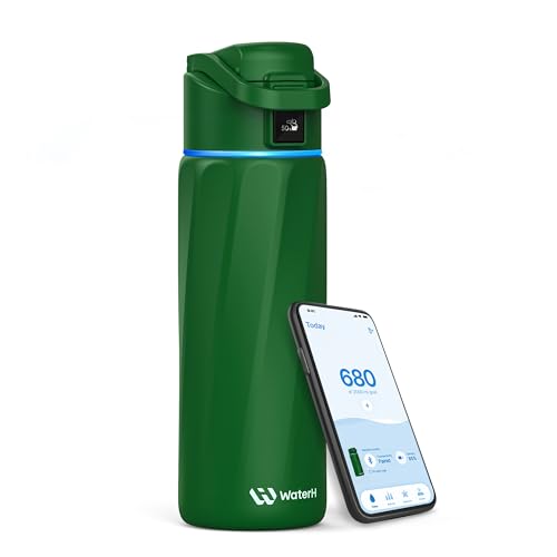 Image of WaterH BOOST Smart Water Bottle Tracker with Reminder to Drink Water, 24oz | BPA-Free Double Wall Vacuum Insulated Stainless Steel, Leakproof, Smart App Tracking, Fits Cup Holders, Wide Mouth for School