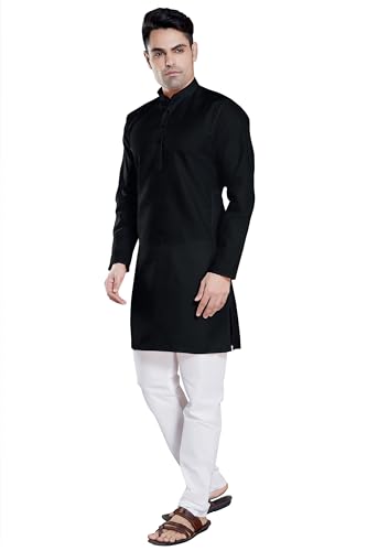 Image of DIVISIVE Men's Plain Cotton Blend Linen Slim Fit Kurta Pyjama Set