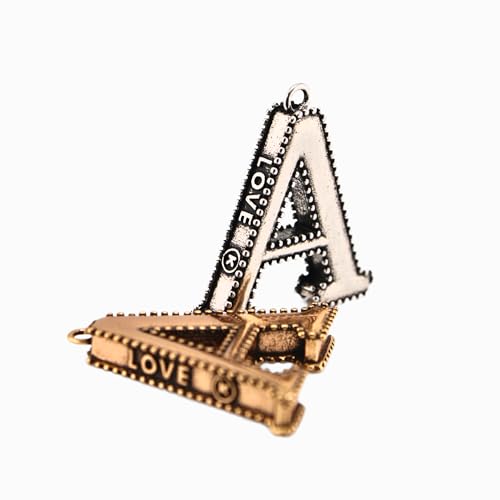 Katia Designs Love Letter Original Lite Women Chain Pendant Necklace Initial Alphabet (Letter A, Antique Gold)