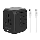 Griffin Powerblock 30W International Travel Adapter (GP-140-BLK) with USB-C to MFI Charge/Sync Lightning Cable Bundle (2 Items)