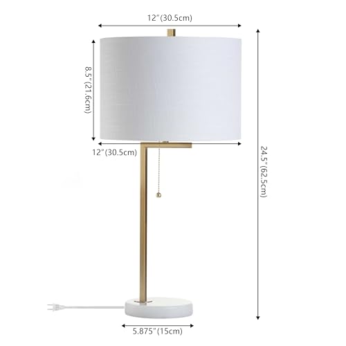 JONATHAN Y JYL1043A Alyssa 24.5" Metal/Marble LED Table Lamp Contemporary Bedside Desk Nightstand Lamp for Bedroom Living Room Office College Bookcase LED Bulb Included, Brass Gold/White - Image 4