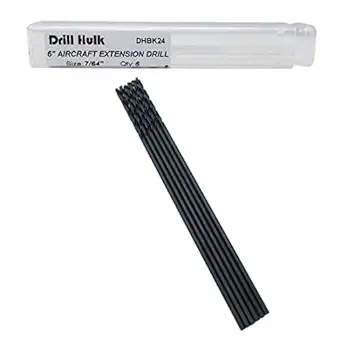 7/64-Inch x 6-Inch Aircraft Extension Black Oxide Drill Bit, Premium M2 High Speed Steel, Extra Length, for Metal, Plastic, Wood