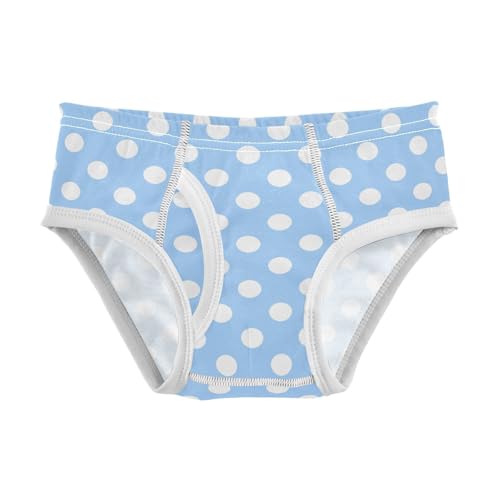 Polka Dot Dark Ice Blue Yellow Little Boys Cotton Briefs Soft Breathable Comfortable Tag-Free Underwear