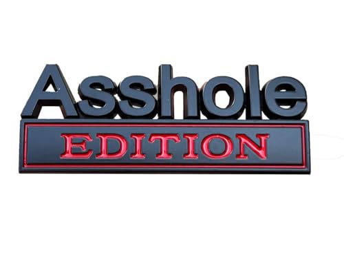 Image of Pair Set Asshole Edition Badge 3D Emblem Fit for Car Truck SUV Side Rear Front Hood Trunk Door Decal Sticker (Black Red)