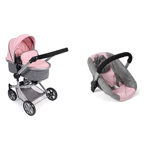 Bayer Chic 2000 3-in-1 Kombi-Puppenwagen Mika mit Autositz, Melange grau-rosa