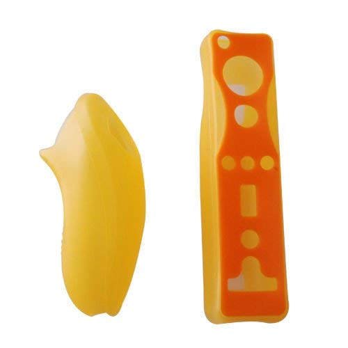 Replacement Soft Silicone Protect Skin Case Cover Pouch for Wii Remote and Nunchuck Controller (Orange)