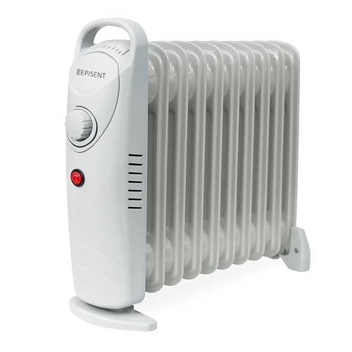 EPISENT Oil Filled Radiator Heater 11 Fin 1200W, Compact & Quiet Portable Electric Heater with Adjustable Thermostat, Overheat & Tip Over Protection, Free Standing Oil Radiator for Home & Office