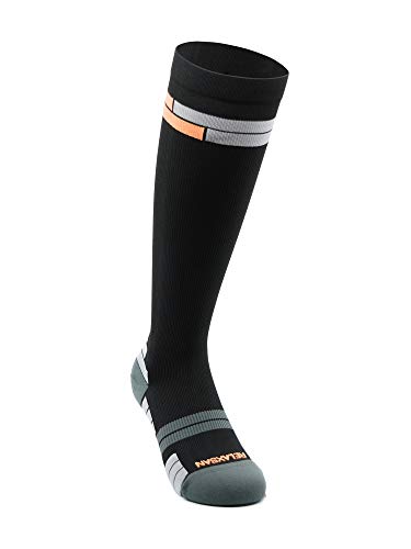 Relaxsan 800 Sport Socks (Negro/Naranja, 4L)  Medias deportivas compresión graduada Fibra Dryarn rendimiento máximo
