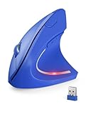 TECKNET Mouse Verticale, 4800 DPI Mouse Wireless Ergonomico, Protegge Il Braccio, Mouse Senza Fili 6 Pulsanti per PC, Computer Portatile, Mac, Blu