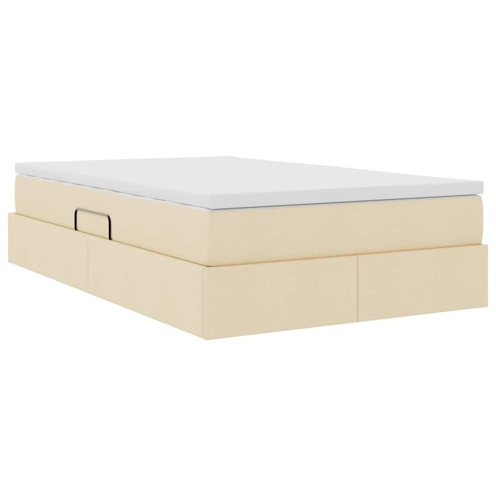 Lit rembourré avec matelas Crème 120 x 200 cm Lit en polyester avec espace de rangement
