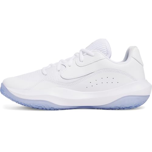 Under Armour Unisex UA Lockdown 7 Low Basketball Schuhe, White/White/Metallic Silver, 41 EU