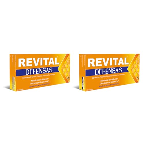 Revital Defensas 30 Cápsulas - Pack de 2 Unidades - Ayuda a Mantener las Defensar y a Disminuir el Cansancio y la Fatiga - con Equinácea, Propóleo, Cúrcuma, Vitamina C y Minerales