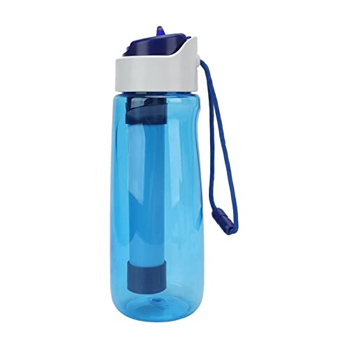 ZAICOLER Botella de Agua con Filtro, 750 Ml ABS Portátil Extraíble Lavable Filtración Multicapa Botella de Agua Filtrada Purificada Botella de Filtro de Agua con Filtro para Acampar (BLUE)