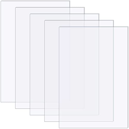 Image of 5 Pack 8 inch x 12 inch Clear Acrylic Sheet 0.04 inch Thick Plexiglass Sheet with Protective Film on Both Sides Transparent Plastic Boards for Crafts Picture Frame Glass Replacement DIY Display Projects