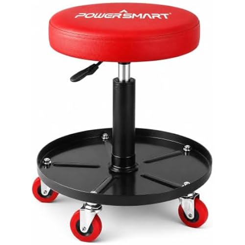 PowerSmart 330LBS Pneumatic Roller Seat with 15" Tool Tray and Wheels