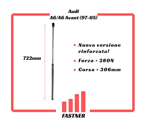 Compatibile con Audi/VW Ammortizzatore Molla Gas Pistone Pistoncino Anteriore Cofano Motore A6 (1997-2005), Passat (1996-2010) 3B0823239A 3B0823359 3B0823359B 4B0823359A 4B0823359B 4B0823359C