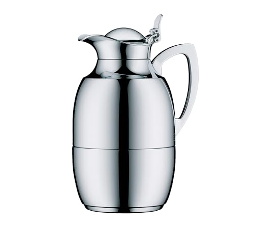 alfi JUWEL TT 1 0l silber chrome plated elegante Isolierkanne mit doppelwandigem Edelstahleinsatz 12h heiß & 24h kalt ideal als Kaffeekanne Teekanne