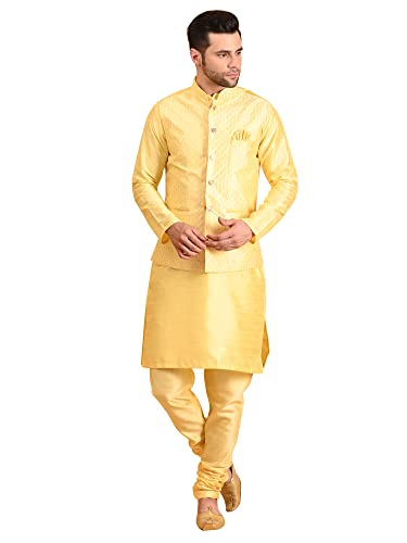 Image of Uri and MacKenzie Men's Silk Blend Kurta Pajama with Designer Ethnic Nehru Jacket /Modi Jacket