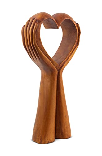 Estatua decorativa de madera tallada a mano en forma de corazón miniatura 3