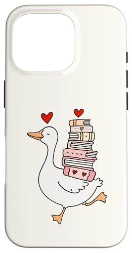 Silly Goose Loves Books Funny Duck Reading ���w �X�}�z�P�[�X iPhone 16 Pro �p