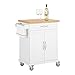 Produktbild SoBuy FKW13-WN Küchenwagen mit Bambustischplatte Kücheninsel Küchenschrank weiß-Natur BHT ca.: 74x91x44cm