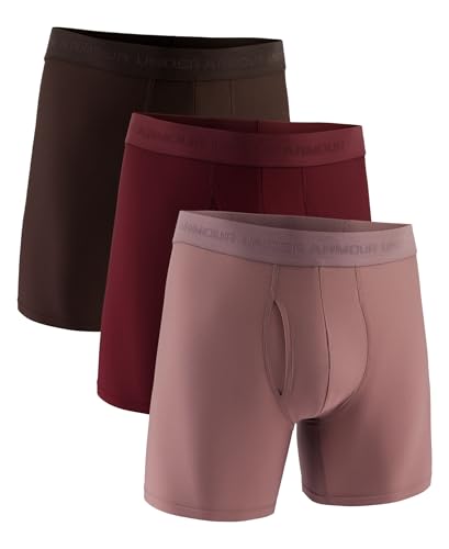 Under Armour Men's Performance Tech Mesh Boxerjock Brief Underwear, 6' Inseam, 3-Pack, Sierra Taupe, XX-Large