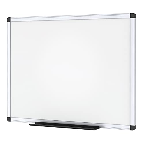 VIZ-PRO Tableau effaçable à sec - magnétique - 61 x 45 cm - avec cadre en aluminium argenté Cover