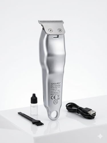 Image of SKMEI SK1020 Professional Hair Clipper For Men and Women | Corded Hair Trimmer with Quiet Operation and Dteachable Heads | Hair Styling Trimmer with LED Power Indicator (Silver)