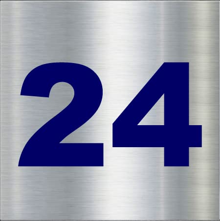 Number plate 24 Room, Hotel, Hospital, Lodge,Apartment, Flat,Door No,College, Library, Rack Numbers Warehouse, Steel brushed type color steel plate with PVC waterproof blue sticker