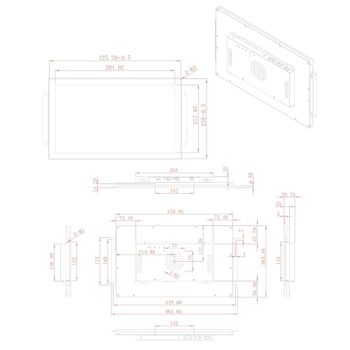 Image of VSDISPLAY 17.3'' 1920x1080 Industrial Touch Monitor IP65 Front Waterproof | IPS LCD Display,10-Point Capacitive Touch, with H /D VGA Interface for Industrial Outdoor Kiosk Use