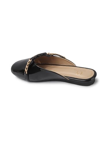 Image of Carlton London Women's Glossy Chain Detail Comfort Mules