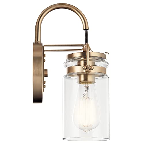 Image of KICHLER Brinley 11.5 inch 1 Light Wall Sconce with Clear Glass Brushed Nickel