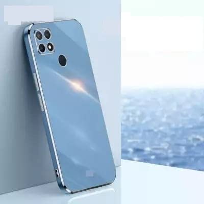 Image of Apurb Store for Oppo A15s Plating Square Gold Frame Phone Case Luxury Soft Silicone Back Cover (for Oppo A15s, Blue)