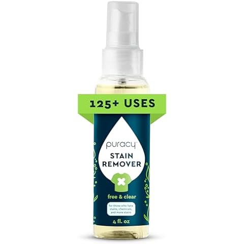 Puracy Stain Remover - Cleaning Spray, Clothes Stain Remover for Clothes, Laundry Stain Remover Spray for Clothes, Travel Stain Remover, Oil Stain Remover - Natural Spot Cleaner - Free&Clear 4 fl oz Cover