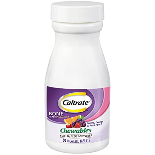 Caltrate Chewables 600 Plus D3 Plus Minerals Calcium Vitamin D Supplement, Cherry, Orange and Fruit Punch - 60 Count -  GlaxoSmithKline, 300055567207