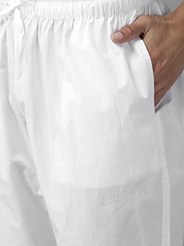 Image of See Designs Pink & White Cotton Regular Fit Kurta Set Madern Collar Stright Hem Side Full Sleeve Straght Kurta With Pyjama